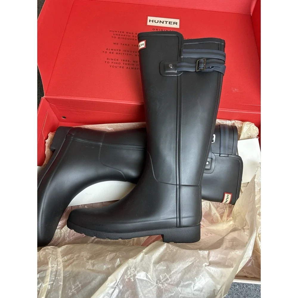 Hunter Original Tall Rain Boots Black Matte Womens Size 7 US Waterproof S1